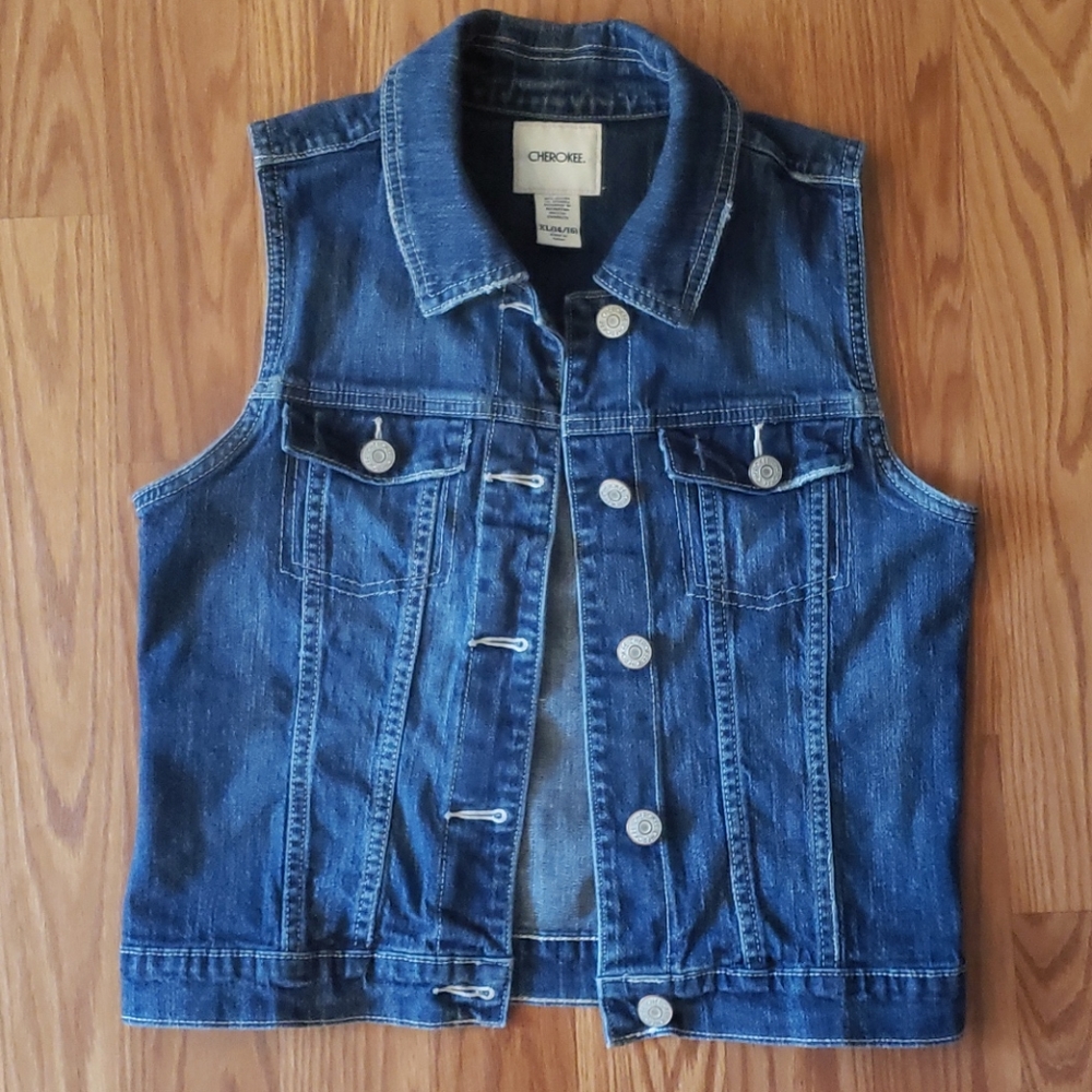 Distressed Denim Jean Vest